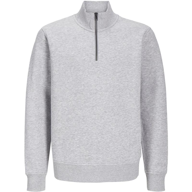 Jack & Jones Junior Light Grey Melange Bradley Sweatshirt Half Zip Noos