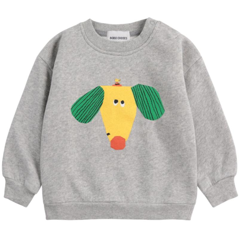Bobo Choses Heather Grey Happy Dog Sweatshirt