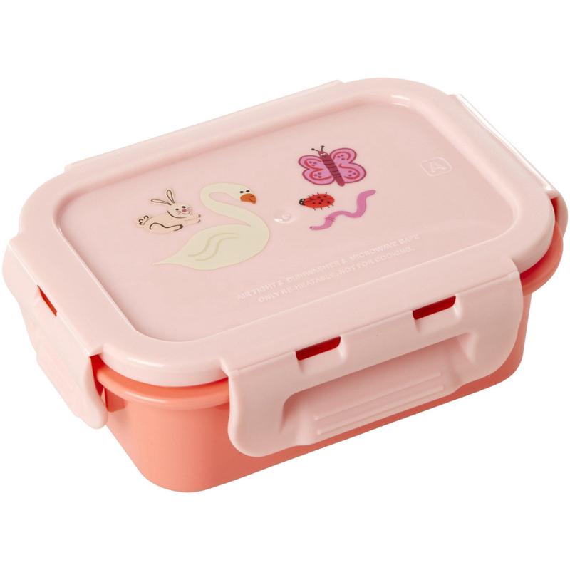 Rice Lunchbox With Airtight Lid And Wildlife Print - Pink - Small