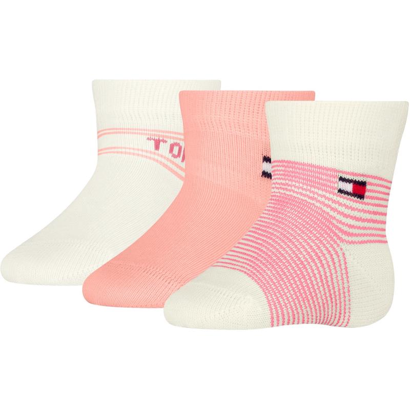 Tommy Hilfiger Pink Baby Socks 3-pack Giftbox Stripe