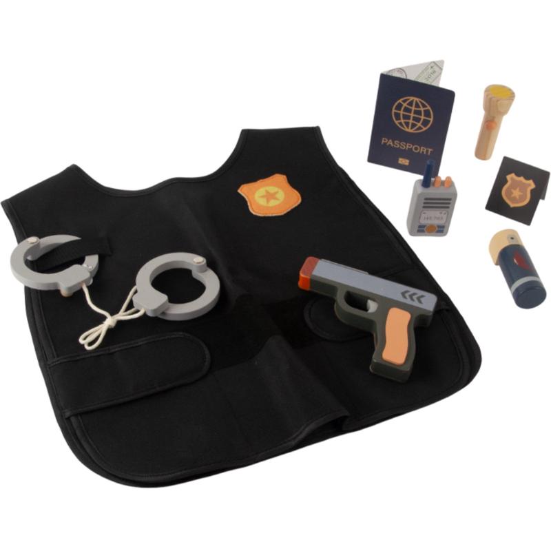 Dantoy Policeman Set Wood In Gift Box 8 Pieces