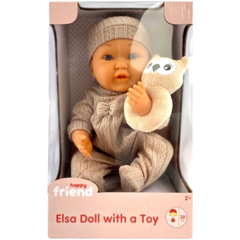 Happy Friend Elsa Doll 38 Cm With A Toy Brown Suit
