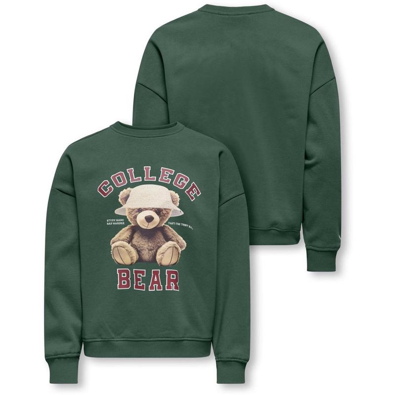 kids ONLY Pineneedle Collage Kogbila L/S Ovz Bear O-Neck Swt Noos
