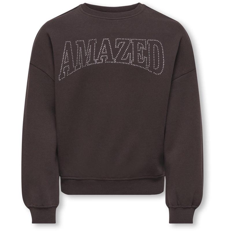 kids ONLY Black Coffee Amazed Kogkiki Life L/S Ovz O-Neck Stud Bru Swt
