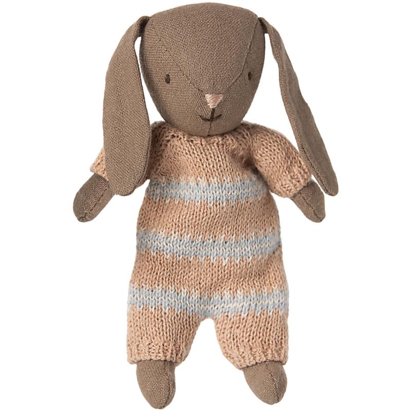 Maileg Kanin, Micro - Brun - Stvet Rosa Strikket Dragt