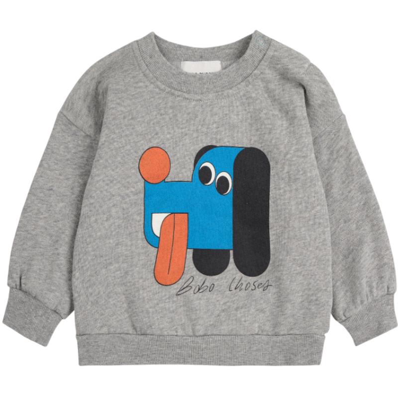 Bobo Choses Light Heather Grey Doggy Mate Sweatshirt