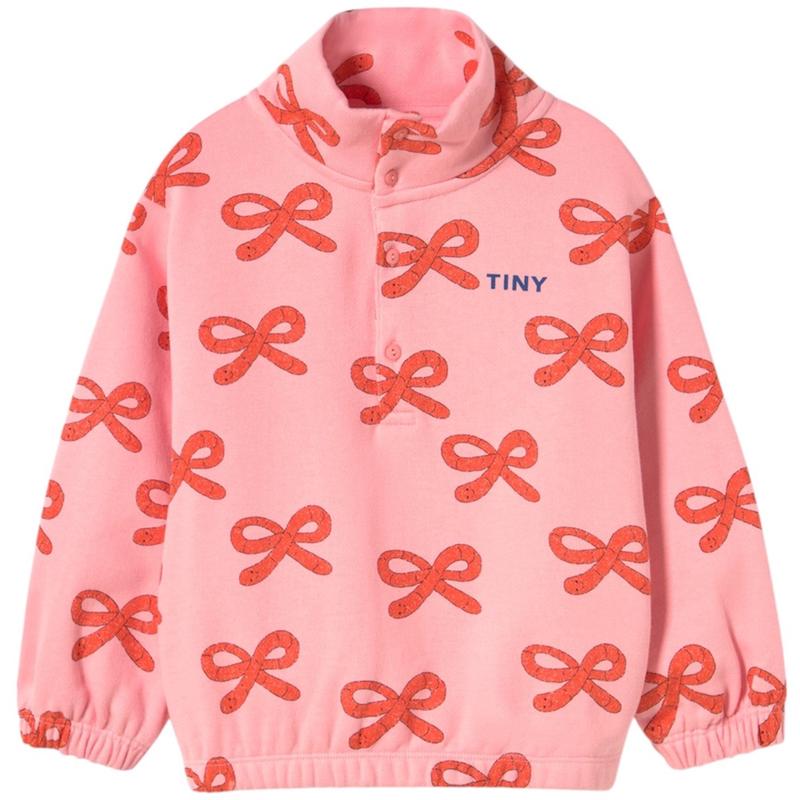 TinyCottons Pink Worms Mockneck Sweatshirt