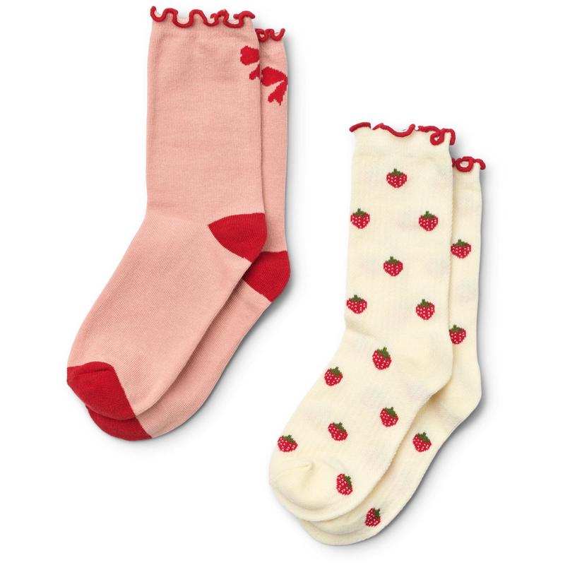 Flss Pointelle Berry 2-pack Vigga Socks 2-pack