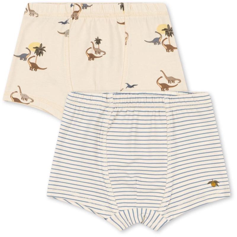 Konges Sljd Kubi/Stripe Bluie Basic 2 Pack Boy Boxers GOTS