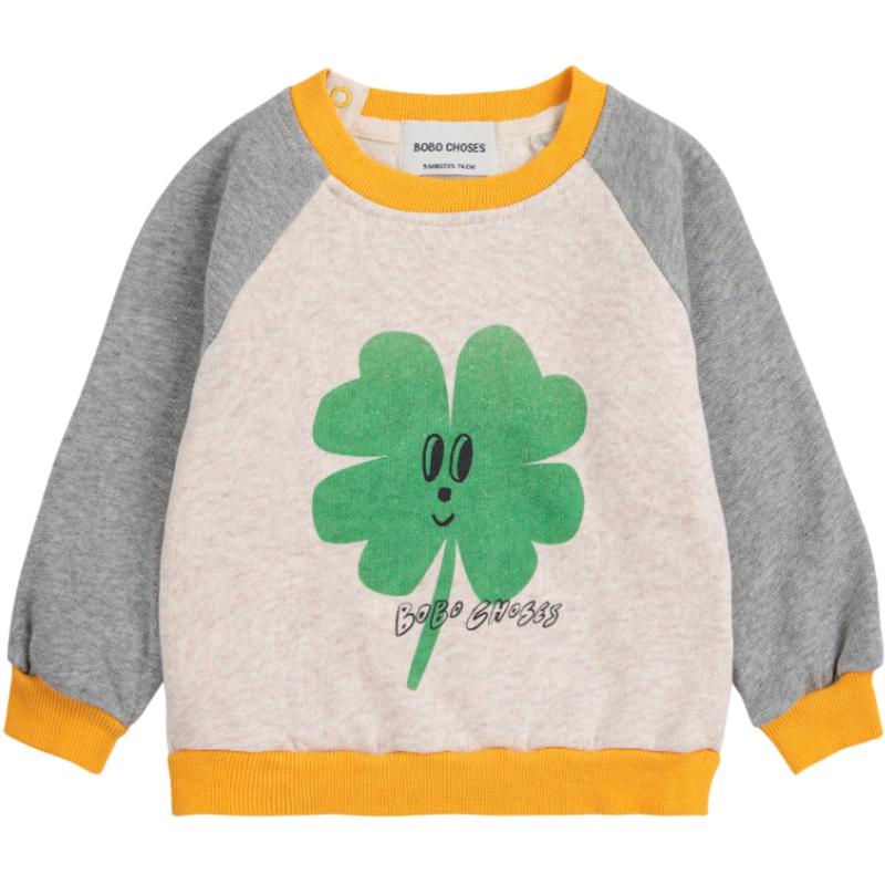 Bobo Choses Light Heather Grey Lucky Clover Sweatshirt