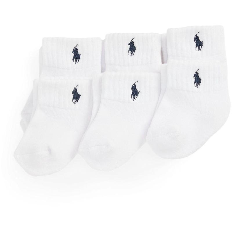 Ralph Lauren Baby Navy/White Baby Boy Ankle Socks 3-Pack
