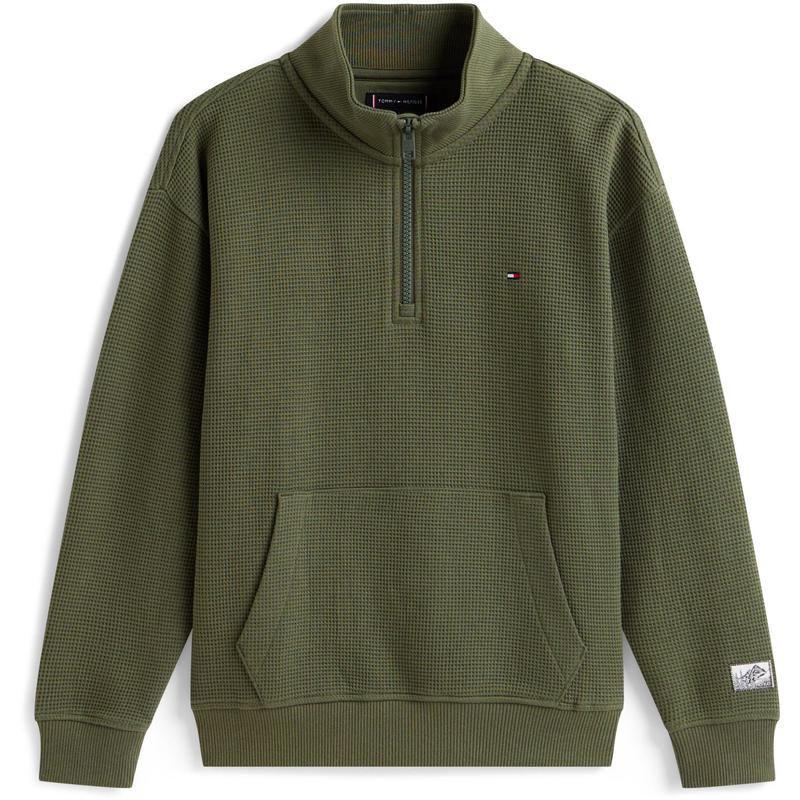 Tommy Hilfiger Pewter Green Texture Half Zip Sweatshirt