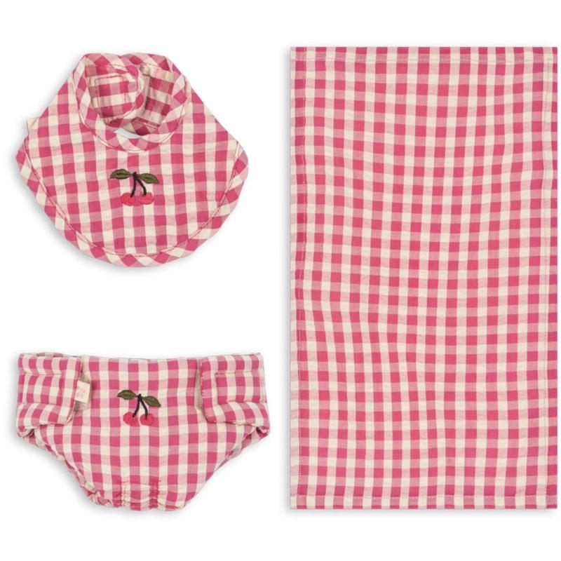 Konges Sljd Bubblegum Check Doll Nursery Set