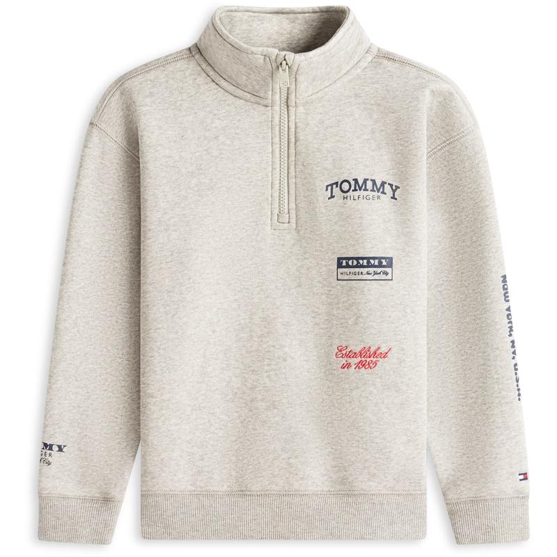 Tommy Hilfiger Mid Grey Heather Multi Print Half Zip Sweatshirt