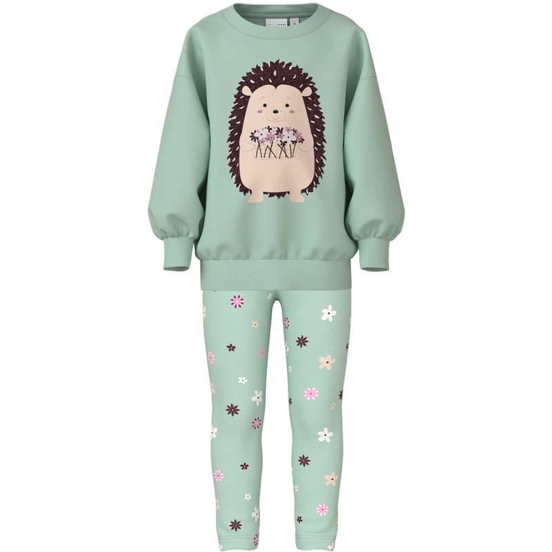 Name It Gossamer Green Nmfvalona Ls Long Rlx Sweat Set Unb