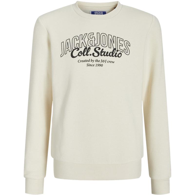 Jack & Jones Junior Antique White Big Print Jjmakoto Sweat Crew Neck Jnr