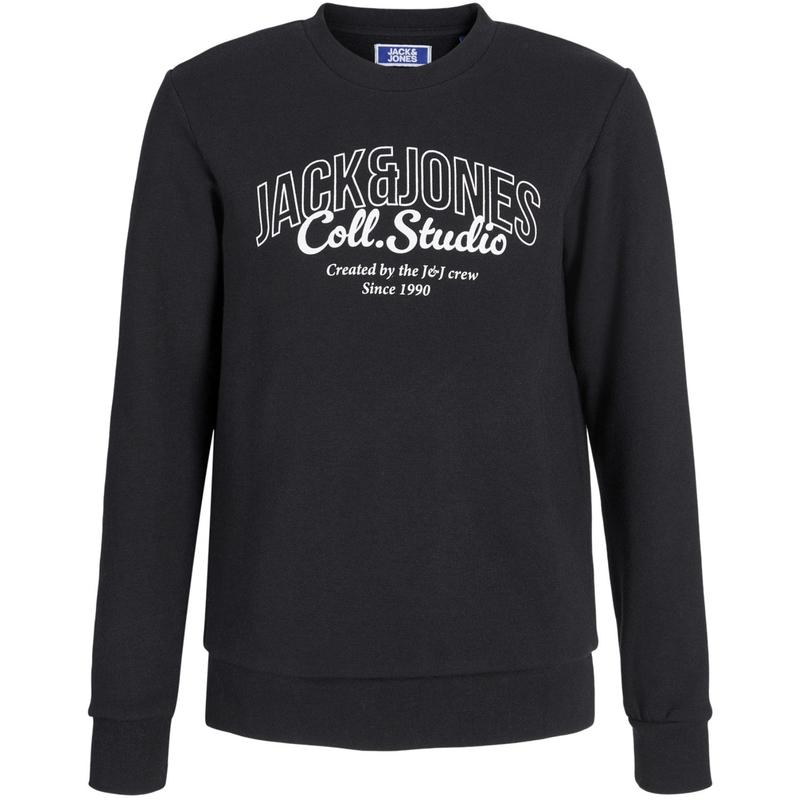 Jack & Jones Junior Black Big Print Jjmakoto Sweat Crew Neck Jnr