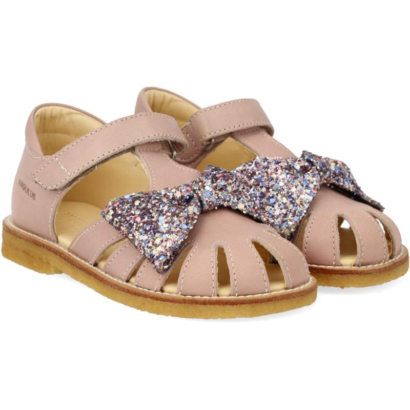 Angulus Rosebud/Pastel multi glitter Sandal Med Glittersljfe Og Velcro Closure