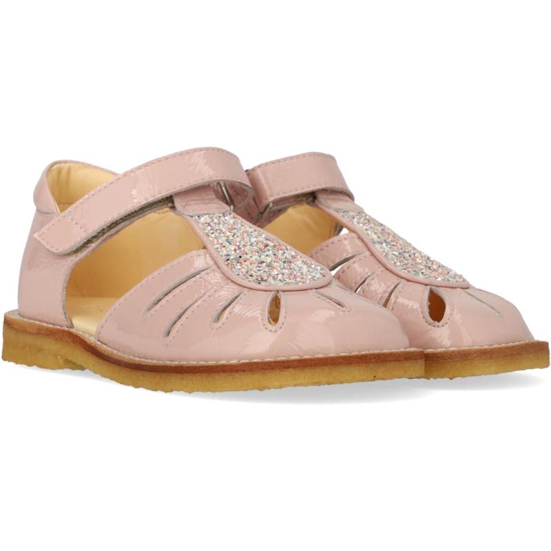 Angulus Rosebud/Rosebud Glitter Sandal with Drop Detail in Sparkling Glitter