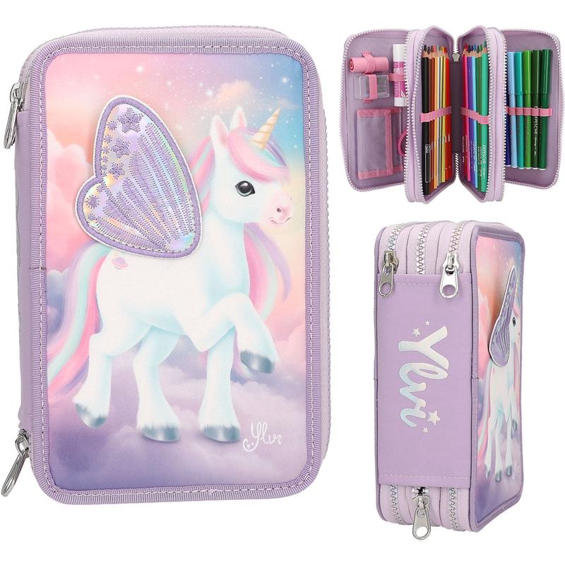 Ylvi Triple Pencil Case With Appliqud Wing