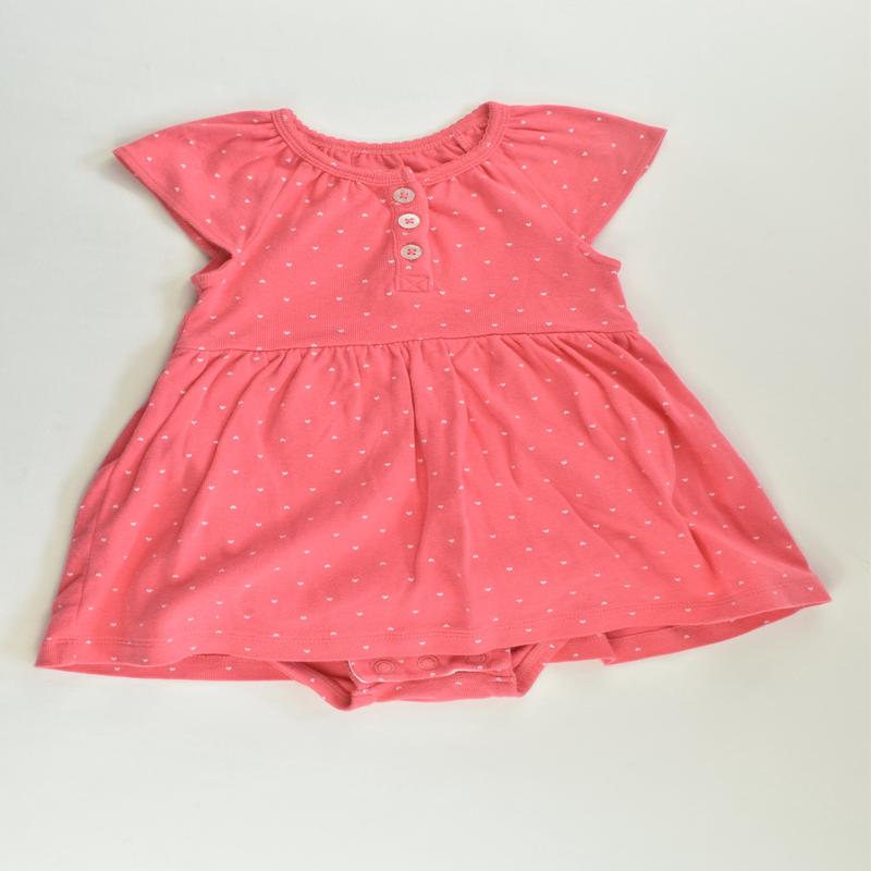 Carter's Size 0 (9 months) Love Hearts Dress with Bodysuit Underneath