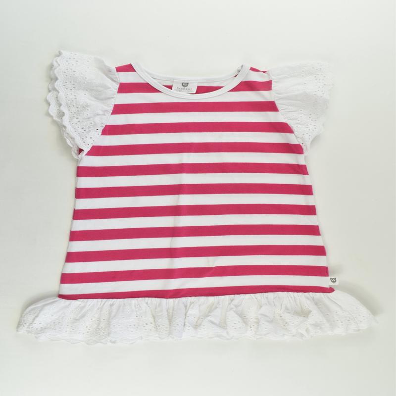 Hootkid Size 3 Striped Dress With Lace Hem