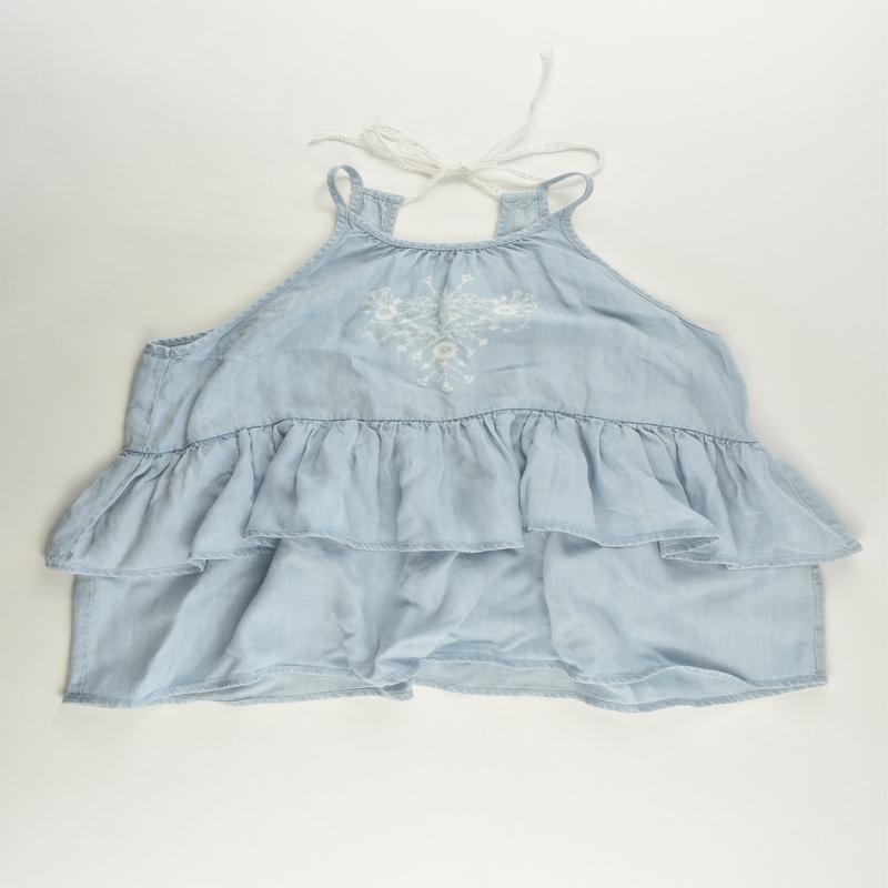 Pavement Size 12 Ruffle and Lace Lightweight Denim Top