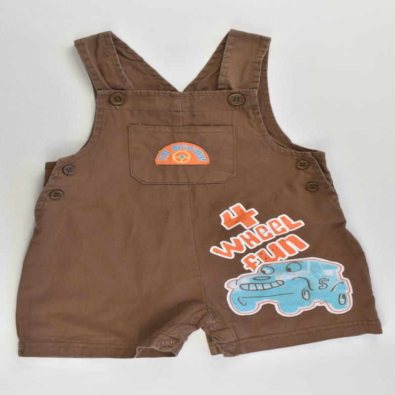 Peanut Buttons Size 0 (6/9 months) '4 Wheel Fun' Short Overalls