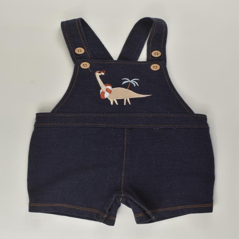 Pekkle Size 0 Dinosaur Short Overalls