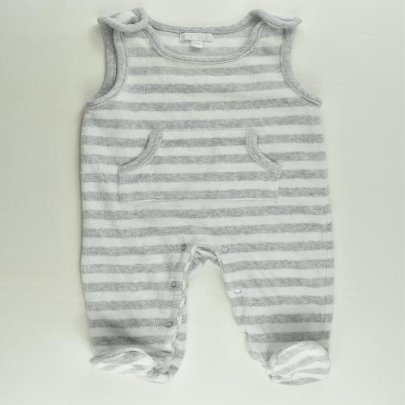 Zip Zap (Spain) Size 00 (6 months, 68 cm) Striped Footed Velour Overalls