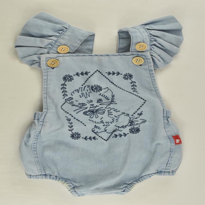 Rock Your Baby Size 0 Kitty Denim Bubble Romper