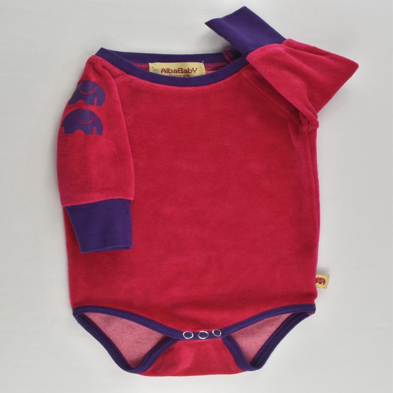 Alba Baby (Alba of Denmark) Size 00/0 (68/74 cm) Velour Bodysuit with Elephant Details